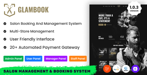 GlamBook – 沙龙管理和预订系统