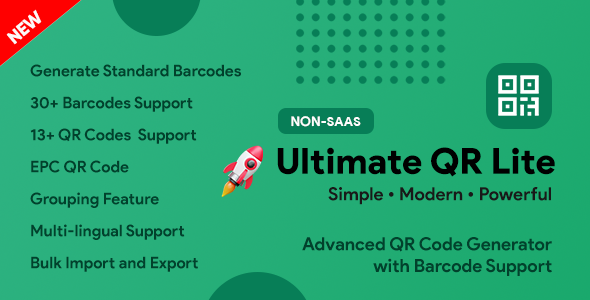 UltimateQR Lite – QR Code Builder + 条形码生成器 |Laravel PHP 脚本
