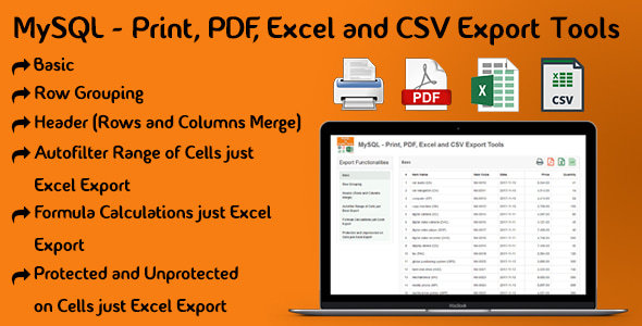 MySQL – 打印、PDF、Excel 和 CSV 导出工具