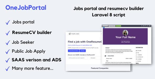 OneJobPortal – 工作板和简历生成器