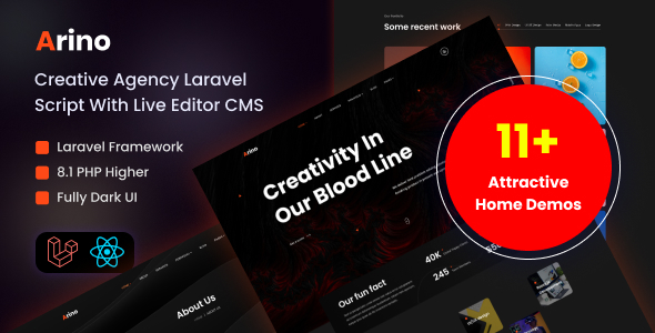 Arino – 创意机构 Laravel Script with Live Editor CMS