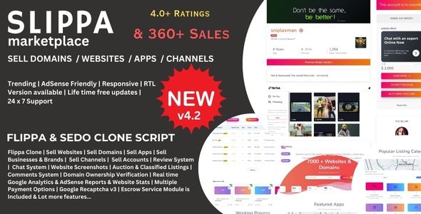 Slippa – 域名，网站，应用程序和社交媒体市场PHP脚本