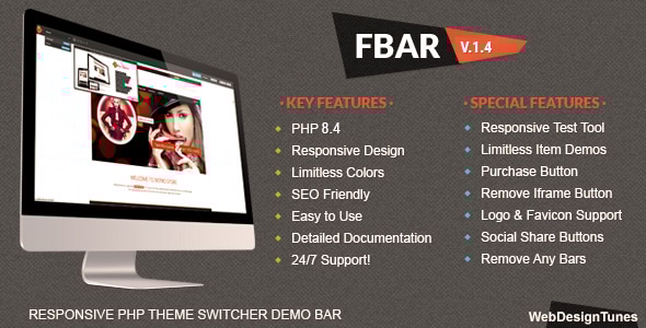 FBar – 响应式 PHP 主题切换器演示栏