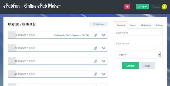 ePubFan – 在线ePub制作器、作曲器和管理器 – 精简版