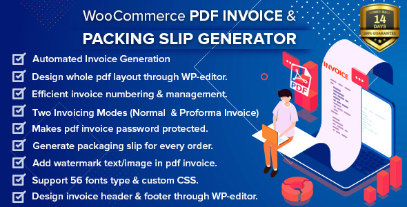 WooCommerce PDF发票和装箱单与信用票据