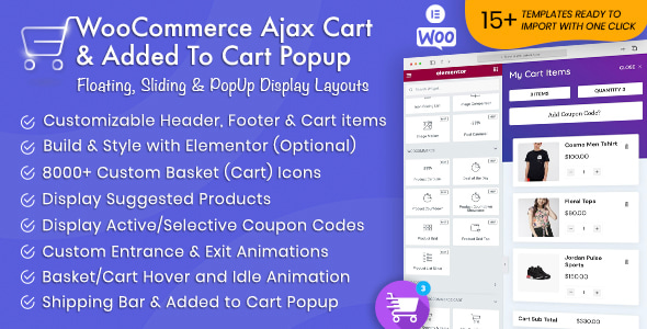 WooCommerce Ajax购物车和添加到购物车弹出窗口 – 浮动/滑动/弹出全在一个购物车/结账插件中