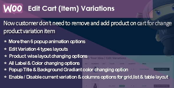 WooCommerce 编辑购物车商品变体