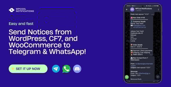 WPCool – 从 CF7、WooCommerce 到 WhatsApp、Telegram、Discord 的通知