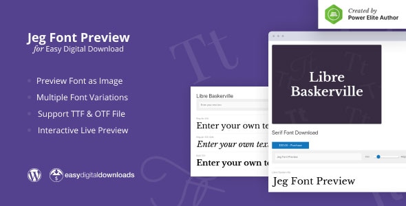 Jeg Font Preview – Easy Digital Downloads Extension WordPress 插件