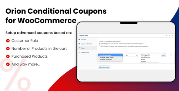 Woocommerce 的 Orion 有条件优惠券