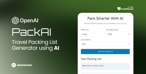 PackAI – WordPress 的旅行装箱单生成器