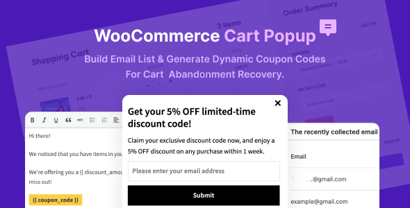 WooCommerce 购物车弹出窗口 – 用于购物车放弃恢复
