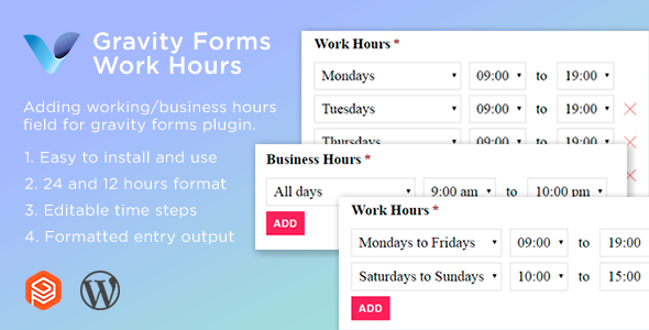 Gravity Forms Work Hours 字段