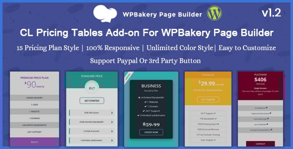 CL 定价 |定价表 – WPBakery Page Builder 附加组件