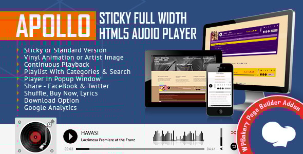 Apollo – 适用于 WPBakery Page Builder 的粘性全宽 HTML5 音频播放器
