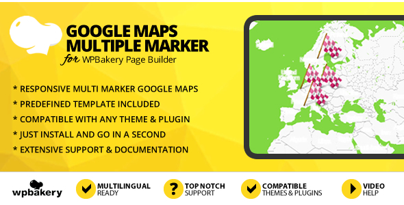 WPBakery Page Builder 的带多个标记的 Google 地图插件