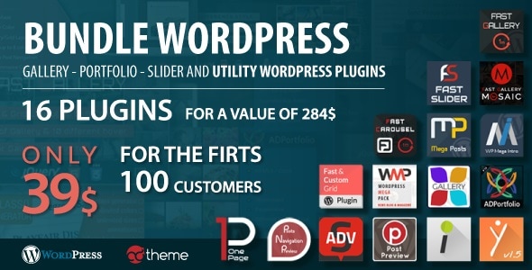 捆绑 WordPress 画廊、投资组合、滑块和实用程序 WordPress 插件