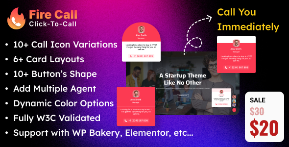 Click-To-Call Button WordPress 插件 – 使用页面 URL 进行 Fire Call