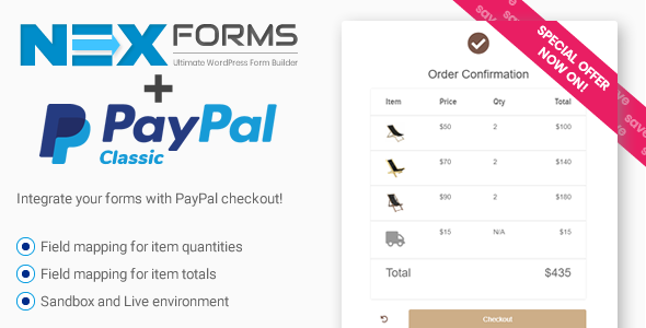 用于 NEX-Forms 的 PayPal