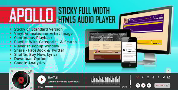 Apollo – 粘性全宽 HTML5 音频播放器 – WordPress 插件