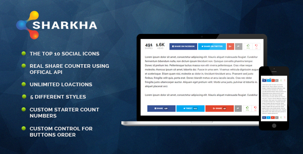 Sharkha – 分享计数器，浏览量和投票系统