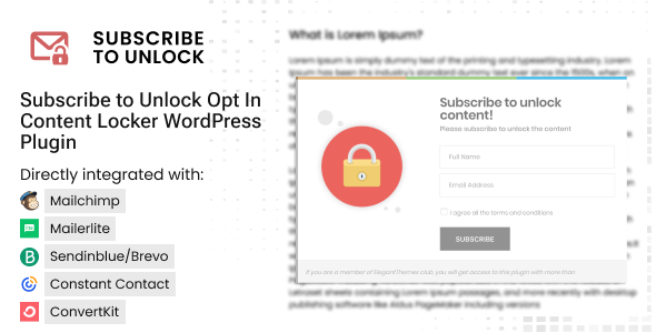 订阅解锁 Opt In Content Locker WordPress 插件