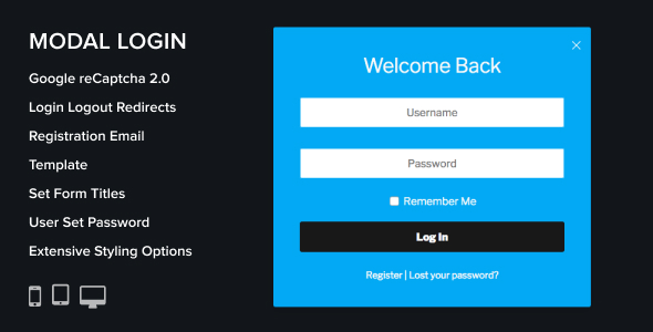 模态登录 注册 Forgotten WordPress 插件